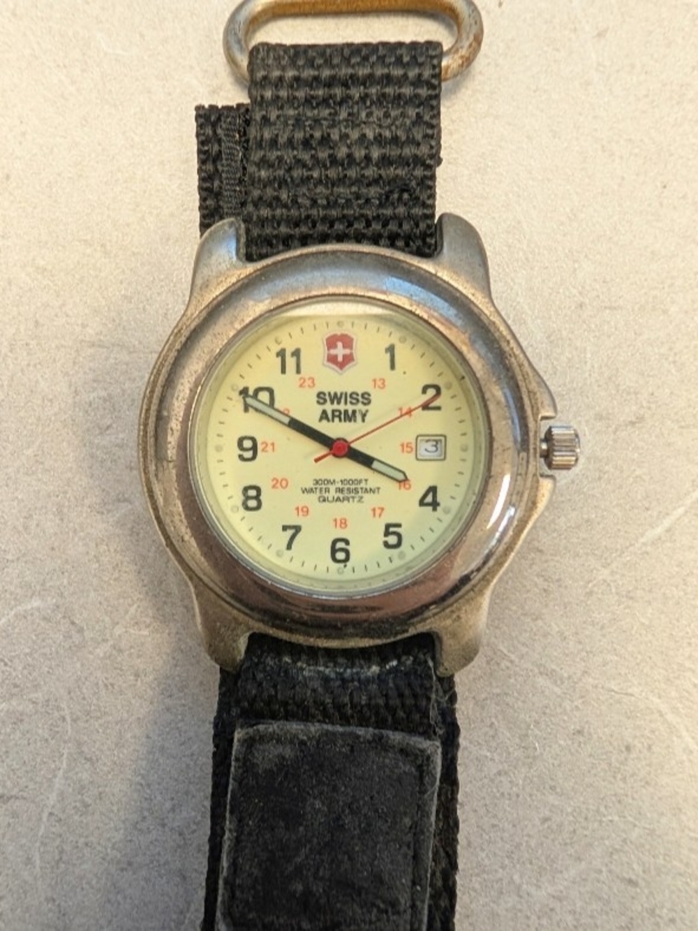 Working Swiss Army Men's Black Nylon Strap Dial Watch